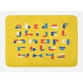 thumbnail image 1 of Alphabet Bath Mat, Colored Geometric Small Letters Elementary ABC, Plush Bathroom Decor Mat with Non Slip Backing, 29.5" X 17.5", Yellow and Multicolor, by Ambesonne, 1 of 2