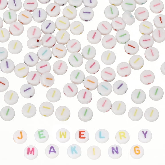 Alphabet Beads, 100 Pcs Rainbow Letter Beads Acrylic Charms for Craft Friendship Bracelets Jewelry Making, 4x7mm, Letter I