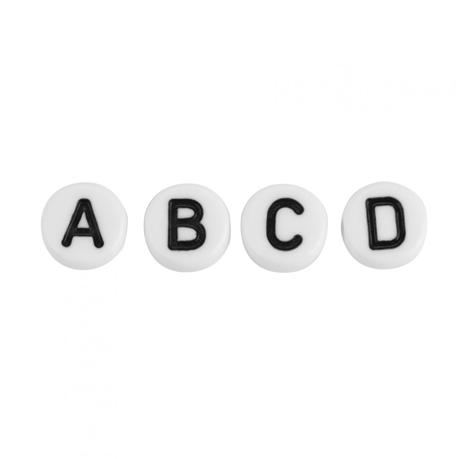 Plastic White 6mm Cube Alphabet Beads, (Horizontal) Single Letters