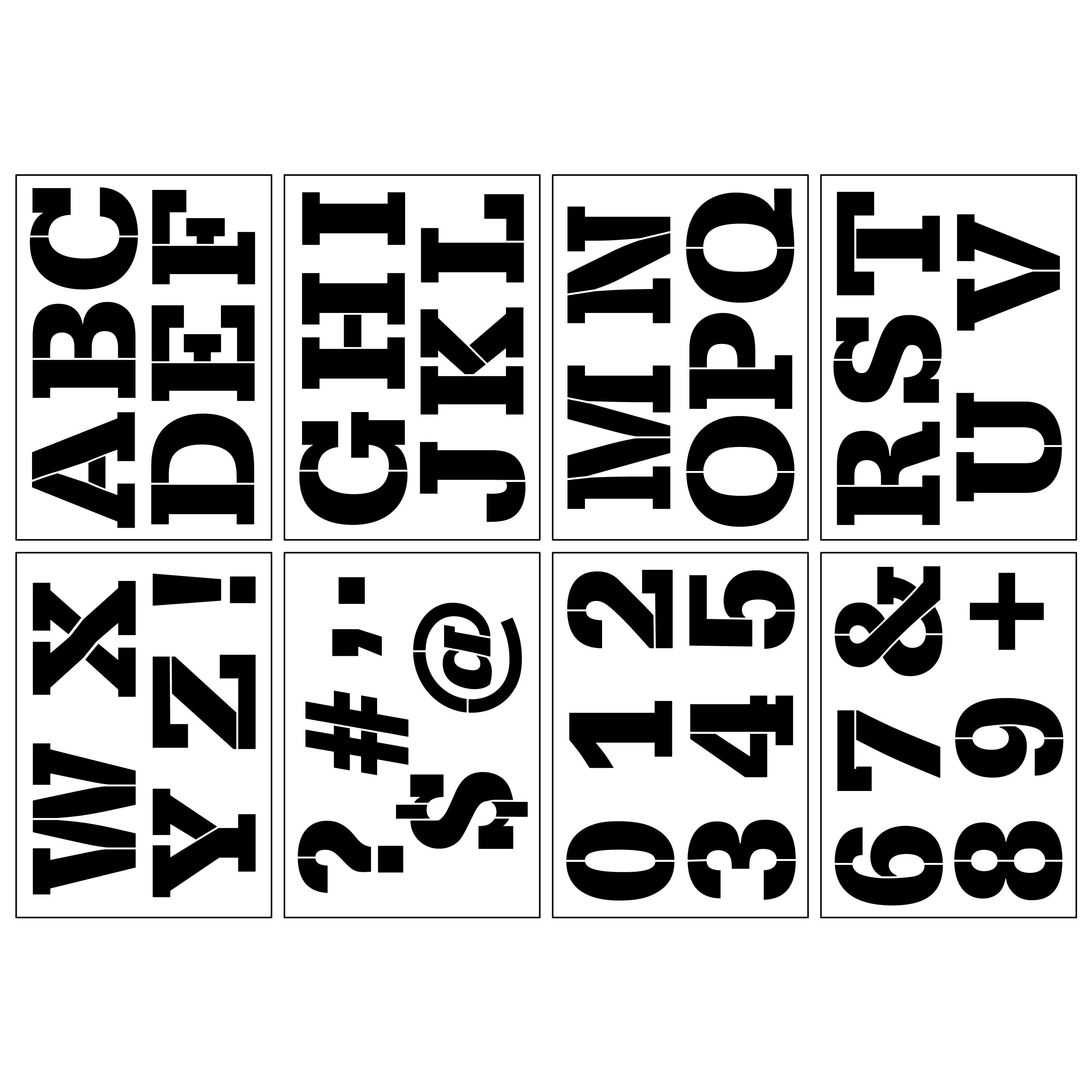 Craft Smart Alphabet Block Caps Stencils - 7" x 10" Sheets, 45 Designs per Pack, 8 Sheets Each, Reusable Plastic - Ideal for DIY Crafts, Decor, Furniture & Gifts, 6 Pack