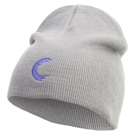 Alphabet C Embroidered 8 inch Acrylic Short Beanie - Grey OSFM