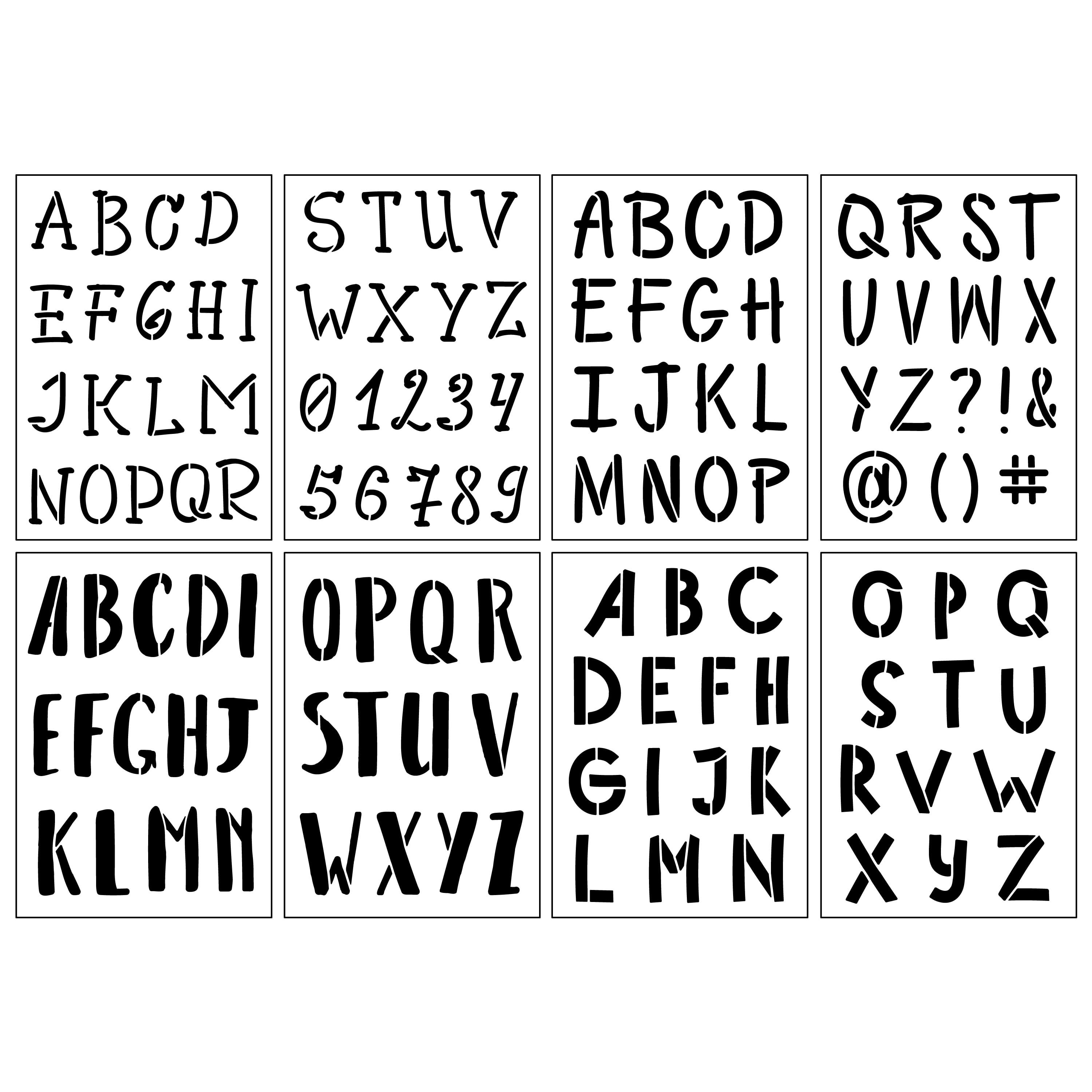 Craft Smart Alphabet Casual Stencils - 7" x 10" Sheets, 119 Designs per Pack, 8 Sheets Each, Reusable Plastic - Ideal for DIY Crafts, Decor, Furniture & Gifts, 6 Pack