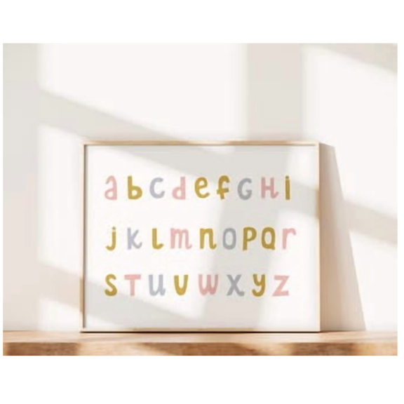 Alphabet Chart Boho Nursery Decor Poster Home Decor Office Wall Art