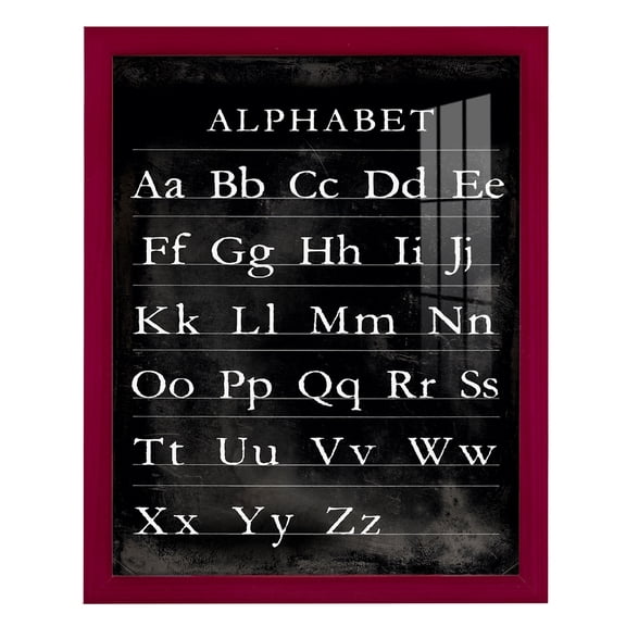 Alphabet Chart - Framed Print w/glass - Cherry Red