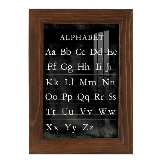 Alphabet Chart - Framed Print w/glass - Chestnut