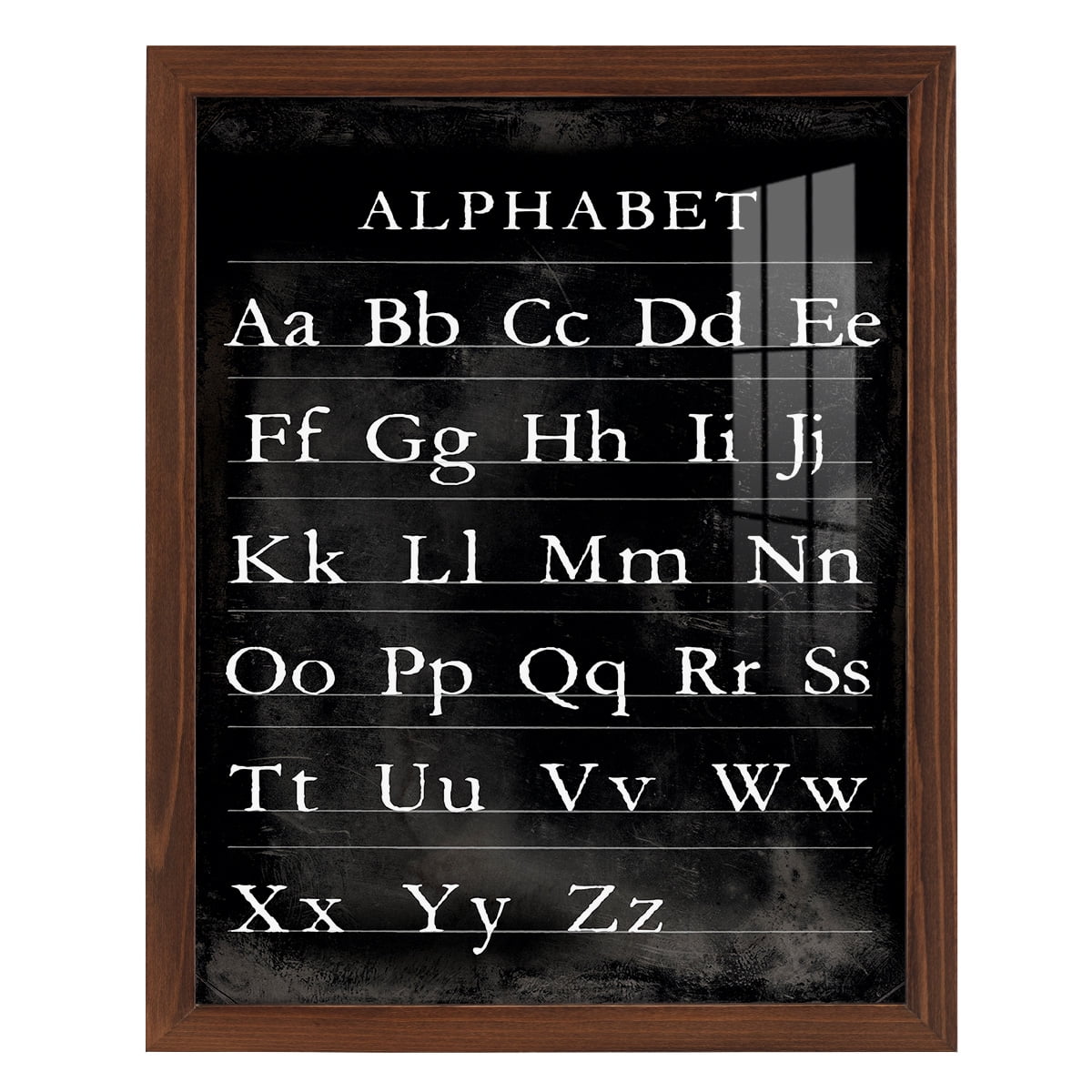 Alphabet Chart - Framed Print w/glass - Chestnut