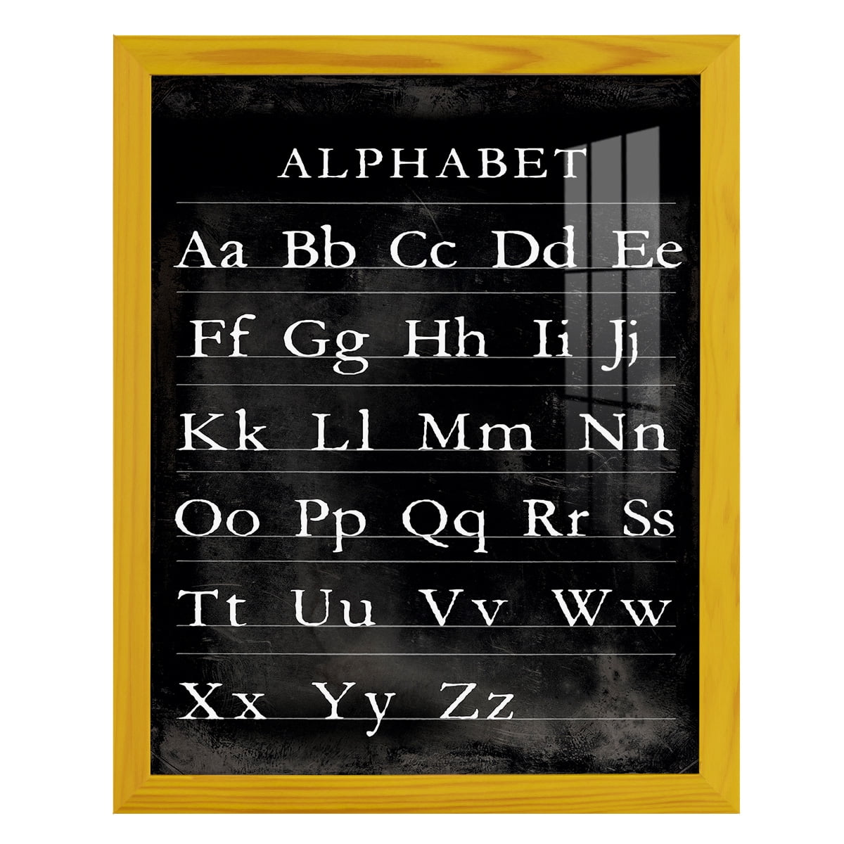 Alphabet Chart - Framed Print w/glass - Sunflower Yellow