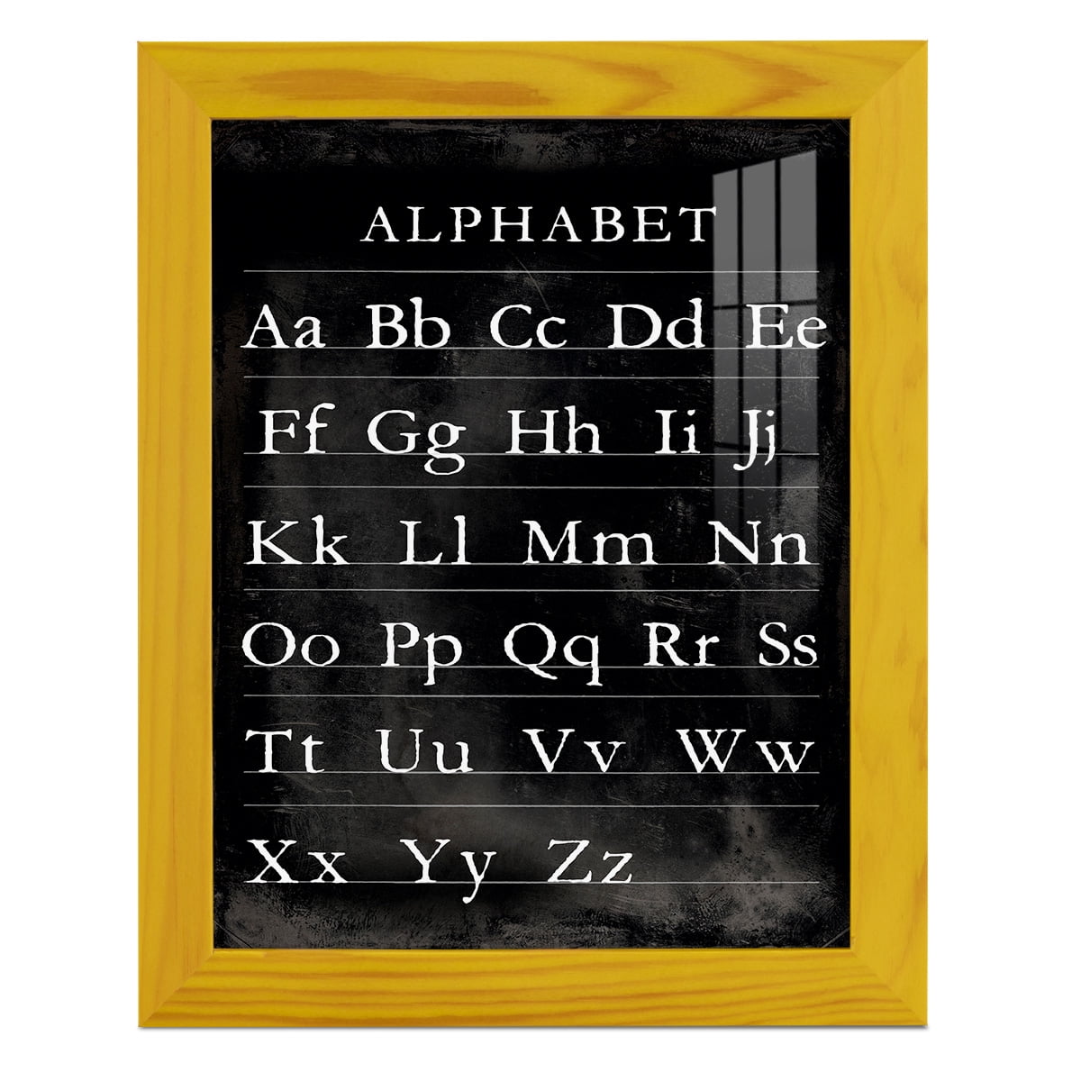 Alphabet Chart - Framed Print w/glass - Sunflower Yellow
