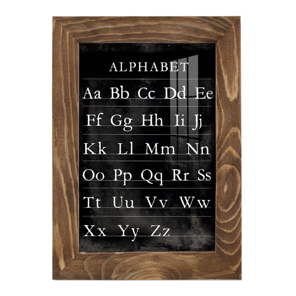 Alphabet Chart - Framed Print w/glass - Walnut