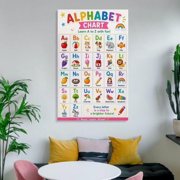 Alphabet Chart Learning Wall Art Print, Unframed Paper Poster 8x10in
