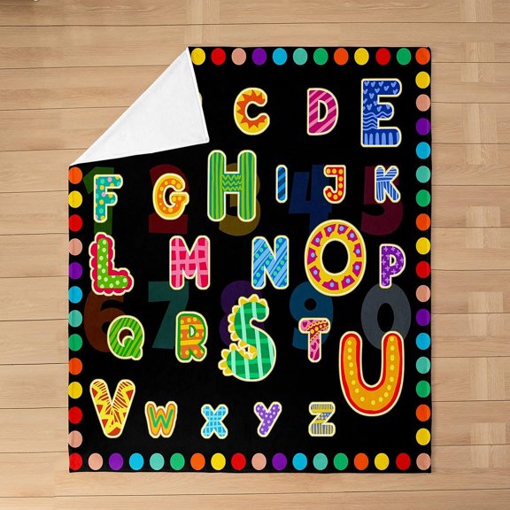 Alphabet Colorful Fleece Throw Blanket Kids Boys Girls,Educational ABC Alphabet Flannel Blanket Plush Fuzzy,Early Learning for Bed Couch Chair Living Room,Monogrammed,Rainbow Dots 60" x 80"