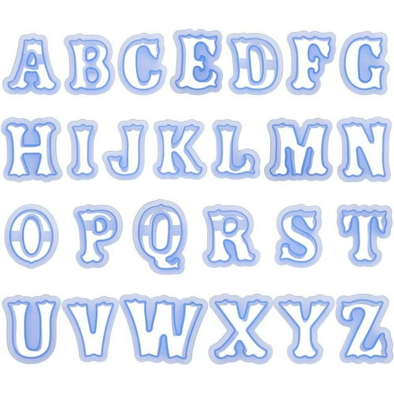 Alphabet Cookie Cutters 2.5 Inch Small Plastic Fondant Cutters Resin Mold Blue Letter Shape Cookie Cutters for DIY Biscuit Baking Cake Tool Fondant Moulds 26-Piece
