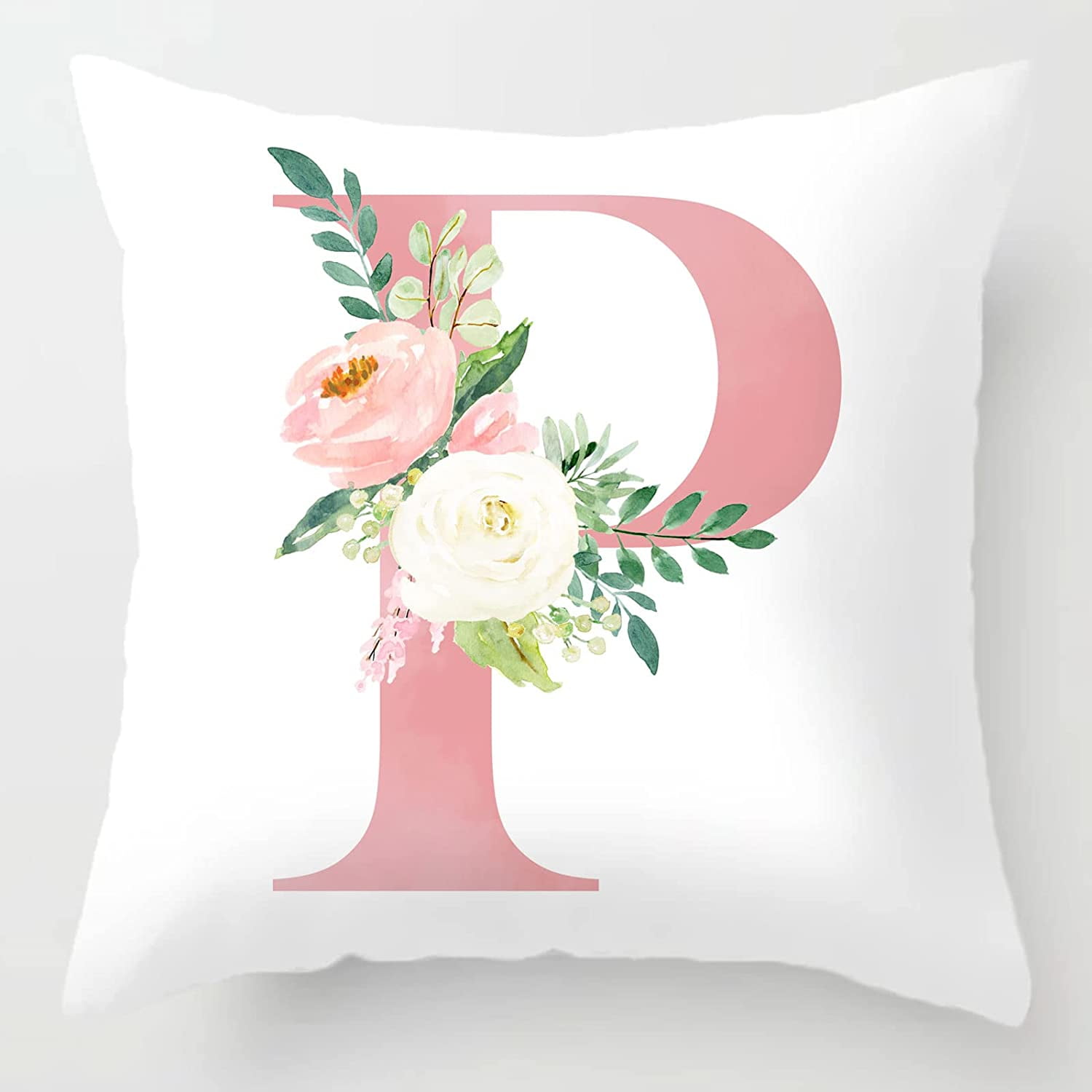 Alphabet Decorative Pillow Covers Pink Letter R Pillow Covers Floral Throw Pillow Covers Soft