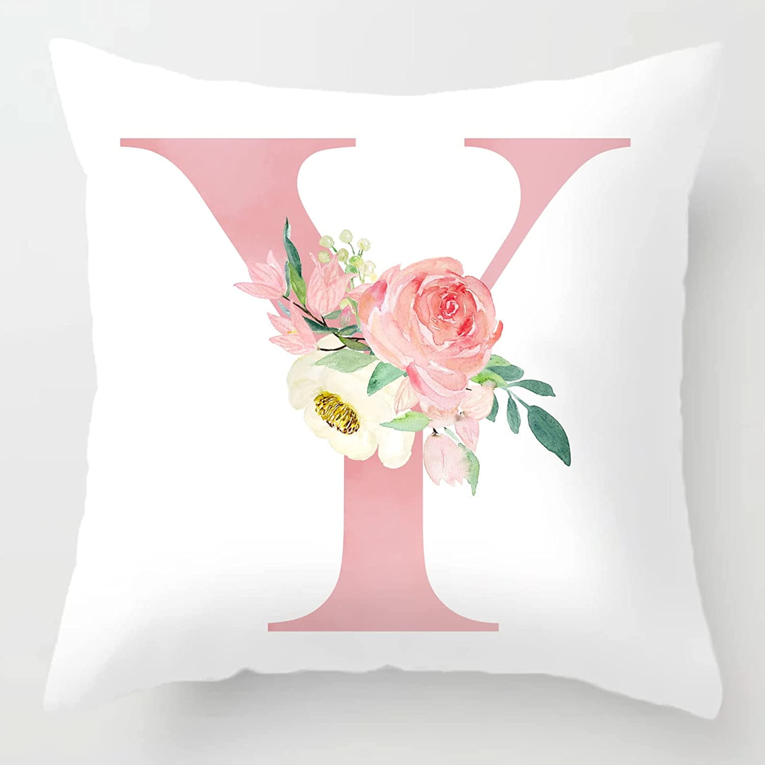 Alphabet Decorative Pillow Covers Pink Letter R Pillow Covers Floral
