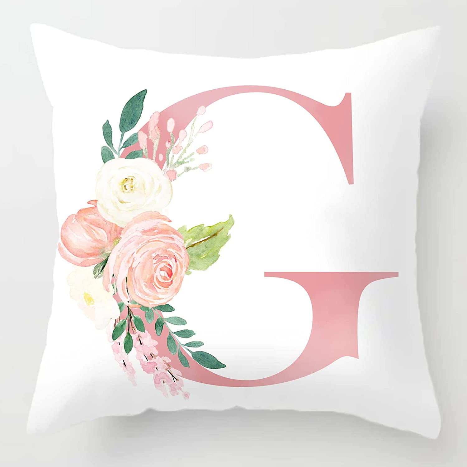 Alphabet Decorative Pillow Covers Pink Letter R Pillow Covers Floral