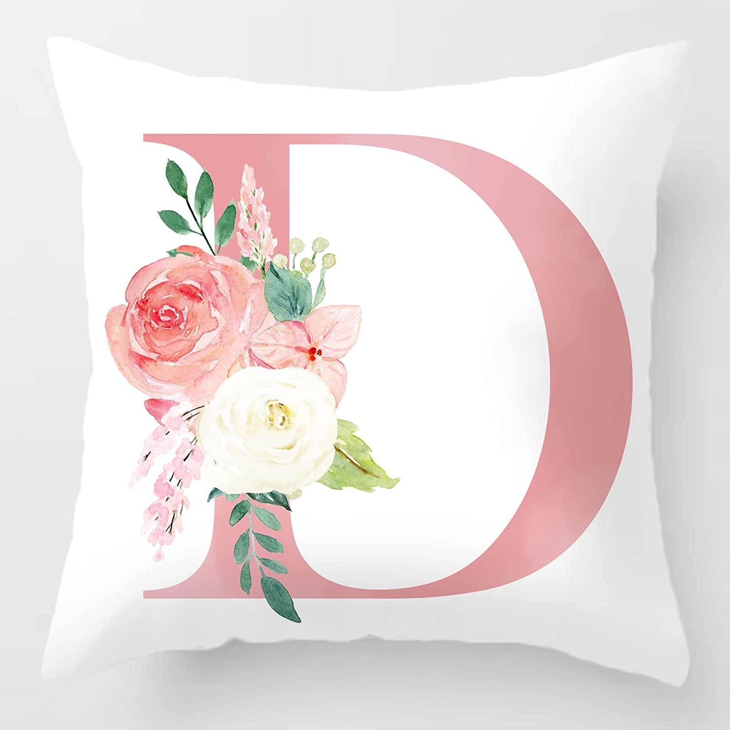 Alphabet Decorative Pillow Covers Pink Letter R Pillow Covers Floral Throw Pillow Covers Soft