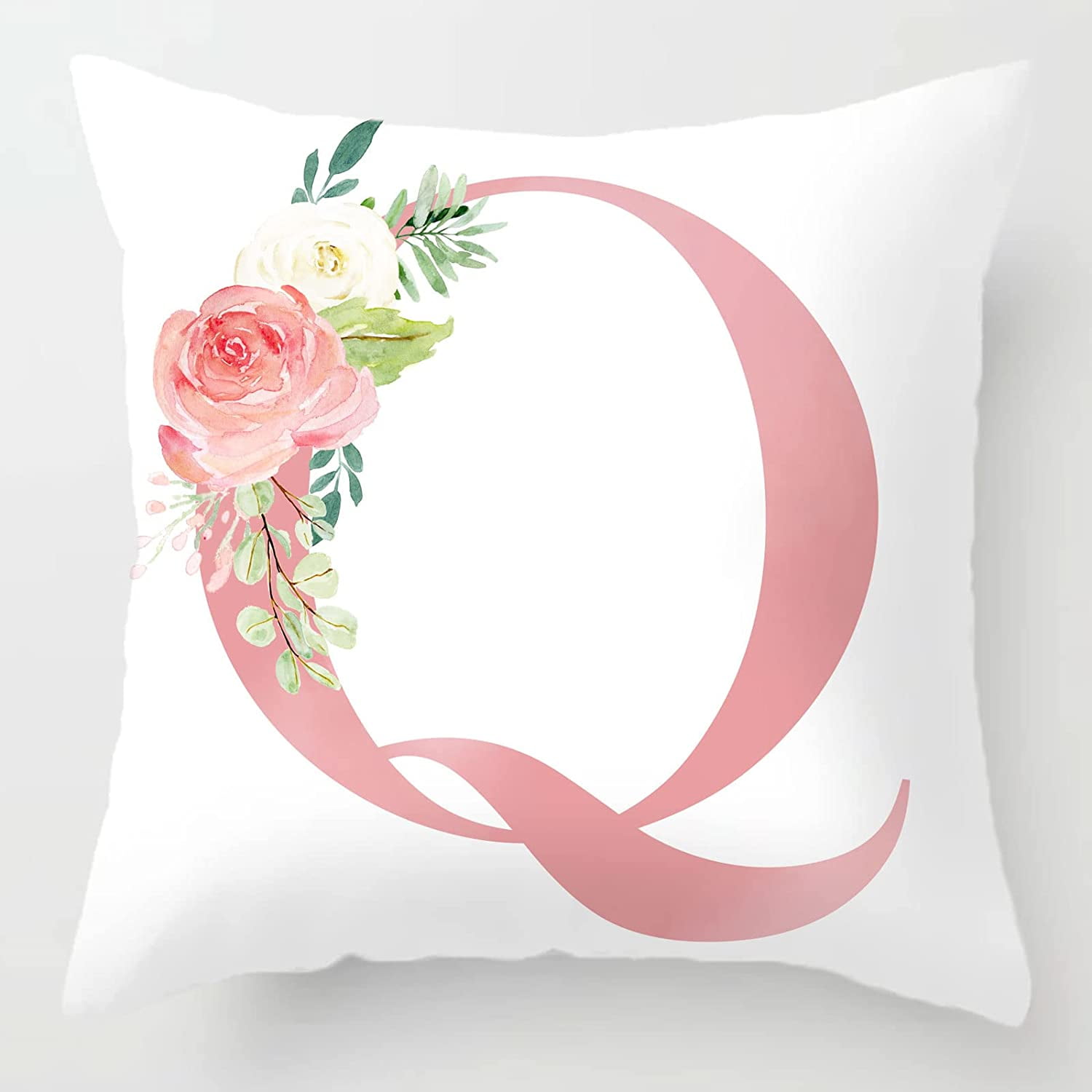 Alphabet Decorative Pillow Covers Pink Letter R Pillow Covers Floral