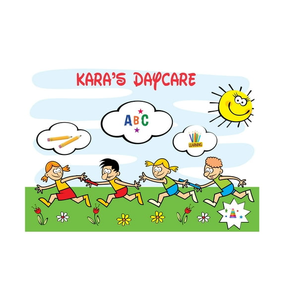 Alphabet Designs Peel and Stick Wall Decals - Daycare Vinyl Wall Sticker -Customised Name Decal for Nursey room, classroom, Playroom Wall Mural Size: 40" x 28".