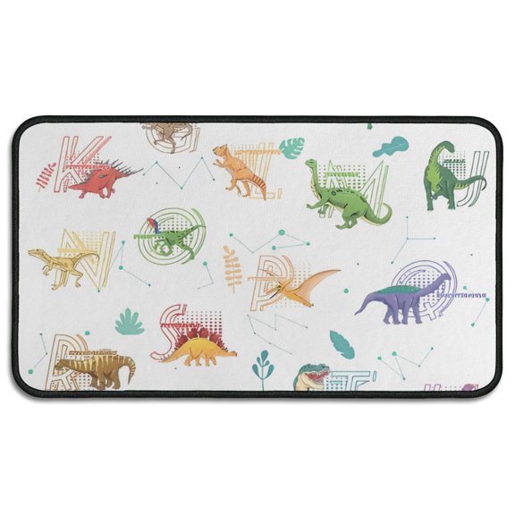 Alphabet Dinosaur Names Chart Pattern Door Rugs,Washable Non Slip Door Mats Indoor,Decorative Door Mats,Entry Mat Indoor for Entrance,Bedroom,Kitchen,Bathroom,30"x17"