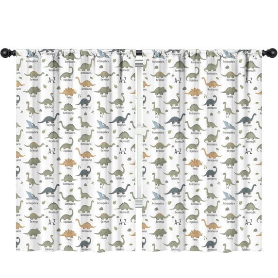 Alphabet Dinosaur Names Chart Pattern Insulated Teens Curtains Set Of 2, Bedroom Essentials, Toddler Room Decor 52"x84"