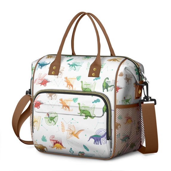 Alphabet Dinosaur Names Chart Pattern Womens Lunch Box for Work,Insulated Large Lunch Bag for Tween and Teen,Loncheras Para Mujer,Leakproof Adult Lunch Bag for Work,Beach,Travel,Picnic,Camping