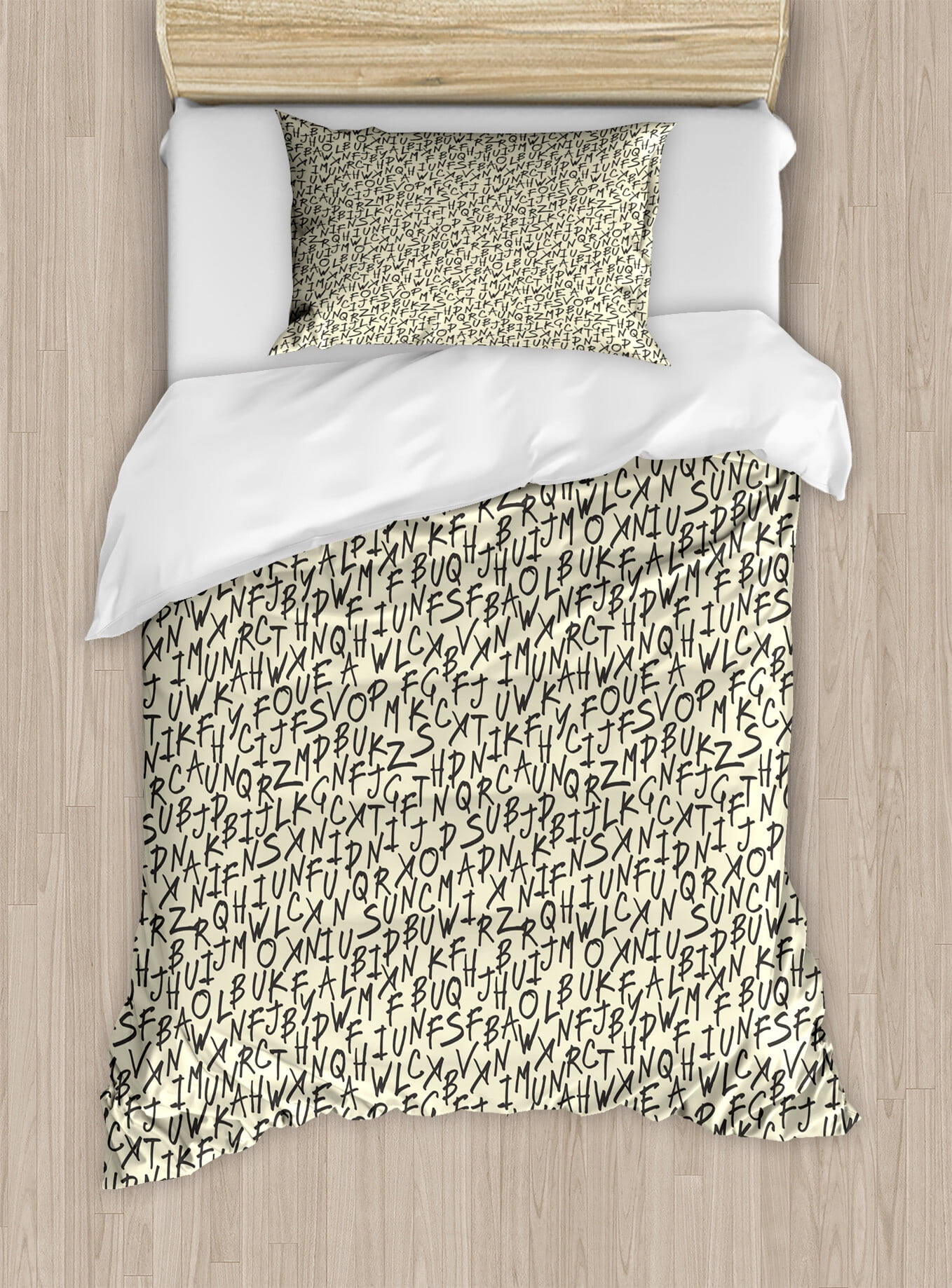 Alphabet Duvet Cover Set, Continuous Letter Character Script ABC ...