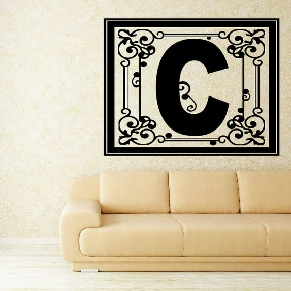 Alphabet Elegant C Wall Decal - Vinyl Decal - Car Decal - 36 Inches