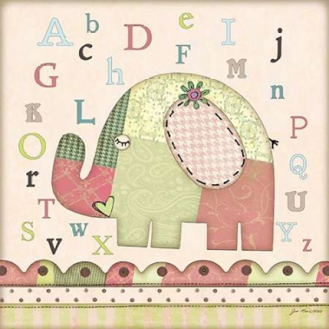 Alphabet Elephant Canvas Art - Jo Moulton (24 x 24)