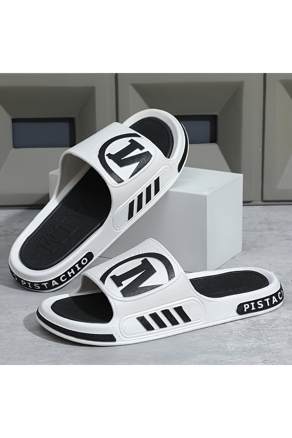 Alphabet Fashion Slides - Vibrant Creative Design, Ultra-Lightweight, Breathable, Open-Toe, Comfortable Slippers for Indoor, Outdoor, Beach, Shower, Spring, and Summer Wear