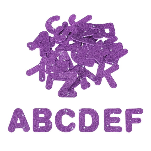 Alphabet Foam Stickers, 52Pcs Letters A-Z EVA Self Adhesive Glitters Foam Shape Sticker Craft Supplies for Scrapbook Card DIY Making Home Decor, Purple
