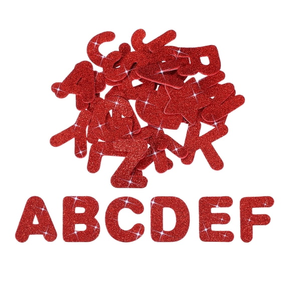 Alphabet Foam Stickers, 52Pcs Letters A-Z EVA Self Adhesive Glitters Foam Shape Sticker Craft Supplies for Scrapbook Card DIY Making Home Decor, Red