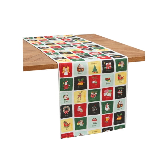 Alphabet Grid Printed 100% Cotton Christmas Table Runner 14" x 72"