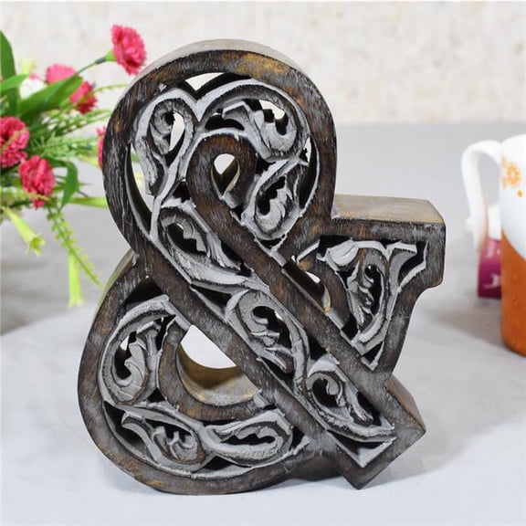 & Alphabet Handmade Letter Block Eco-Friendly Wall Decor, Grey Antique