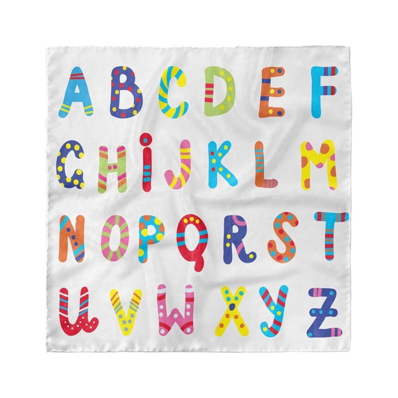 Alphabet Head Scarf, Funny Colorful Letters, Head Wrap, 3 Sizes, by Ambesonne