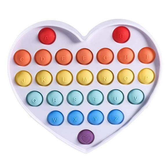 Alphabet Heart Push Pop Dimple Bubble Popper Pressure Relief - Heart - Rainbow ( 2 Pack )