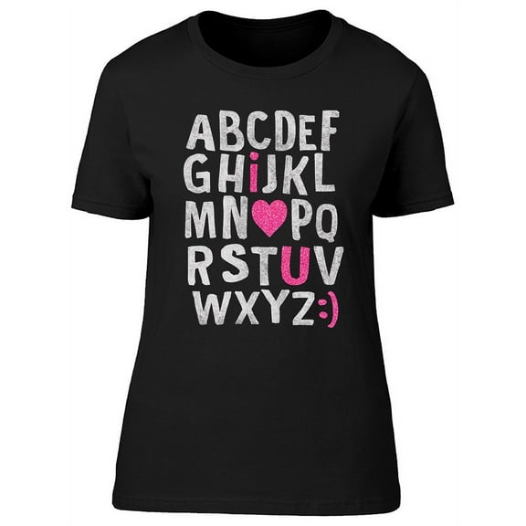 Alphabet I Love You Graphic T-Shirt Women -Image by Shutterstock, Female Large