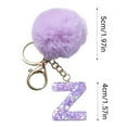 thumbnail image 1 of Alphabet Keychain 26 Letters Purple Velvet Ball Pendant Charm Initials Backpack Purse Keys Jewelry Accessories Gift Women Men Personalized DIY Craft Supplies Custom Name Tag, 1 of 6