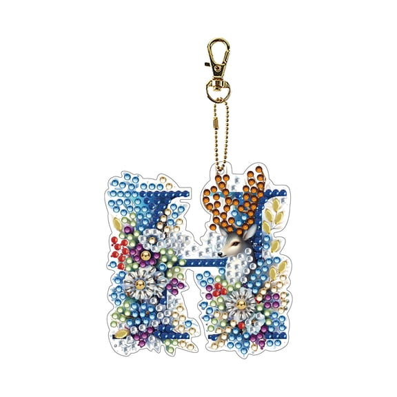 Alphabet Keychain Diamond Art Pendant DIY Hanging Ornament Personalized Craft Enjoyment and Sparkling Visual Appeal for Bag Charm Zipper Pull and Holiday Gift