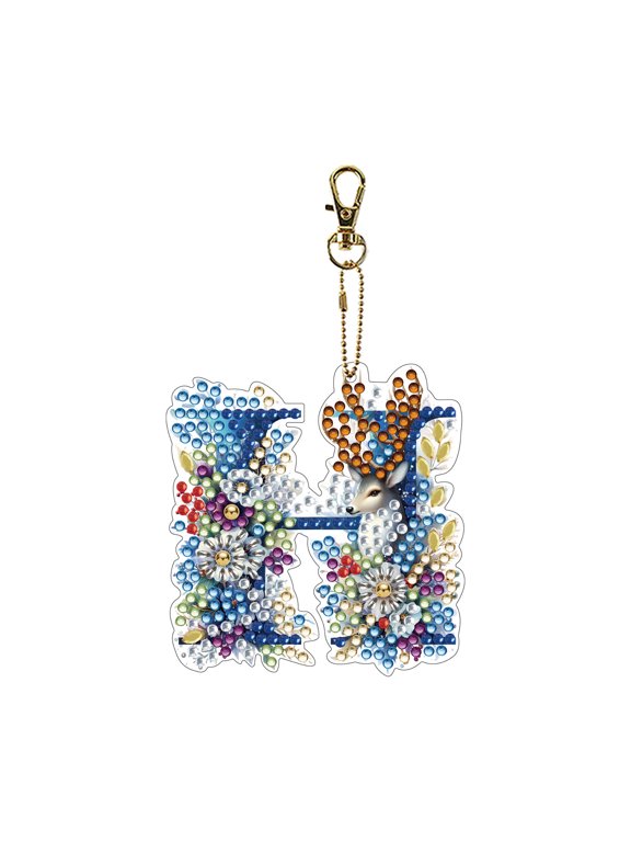 Alphabet Keychain Diamond Art Pendant DIY Hanging Ornament Personalized Craft Enjoyment and Sparkling Visual Appeal for Bag Charm Zipper Pull and Holiday Gift