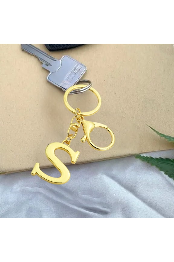Alphabet Keychain with Gold Letter Pendant Letter A-Z Keychain Initials Keyring Cute Metal Alphabet Keyrings for Keys Bags Wallets Handbags Backpack, Women Gift for Christmas