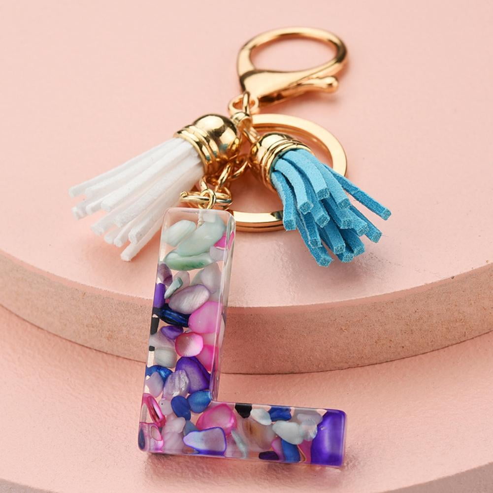 Alphabet Keyring A-Z Initial Letter Key Ring-Shiny Coloful Key-Chain-26  Letters- Y9R6 