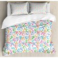 thumbnail image 1 of Alphabet King Size Duvet Cover Set, Chubby Letters in Fun Colors Kids Scribble Style ABC Symbols Hearts Comics Art, Decorative 3 Piece Bedding Set with 2 Pillow Shams, Multicolor, by Ambesonne, 1 of 3
