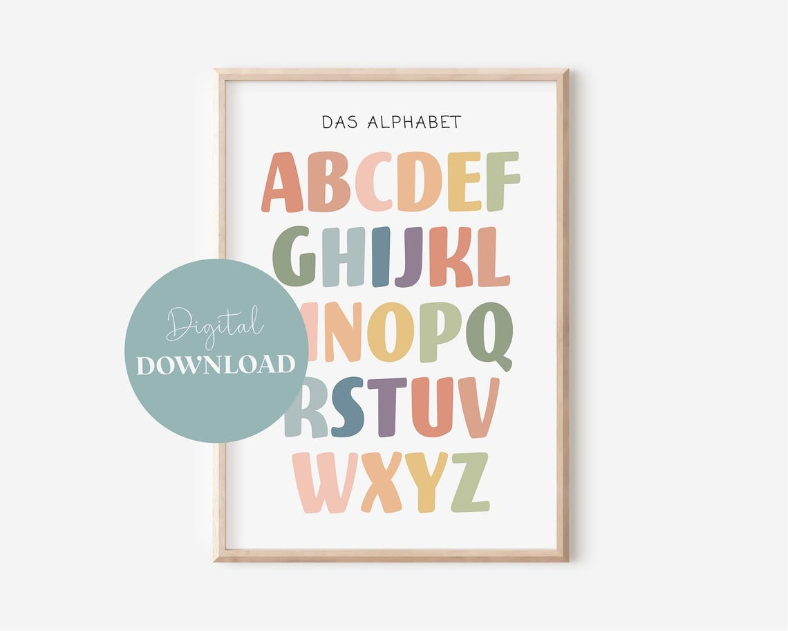 The Alphabet Learning Poster In A4 & A3 For The Children'S Room Digital ...