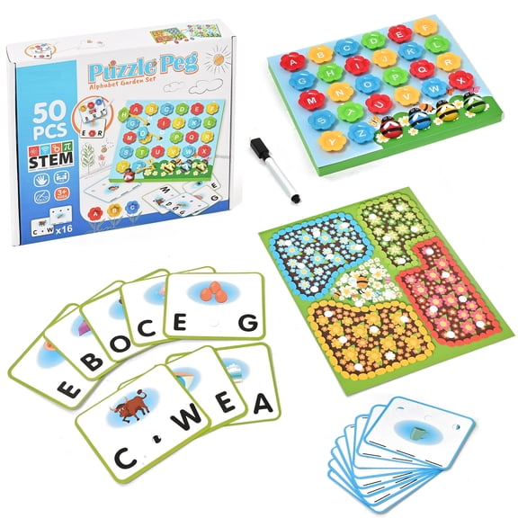 Alphabet Learning Toys, Spelling Games for Kids Ages 3-5, CVC Word Games Kindergarten Learning Activities Sight Words Flash Cards