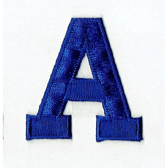 Alphabet Letter - A - Color Royal Blue - 2" Block Style - Iron On Embroidered Applique Patch