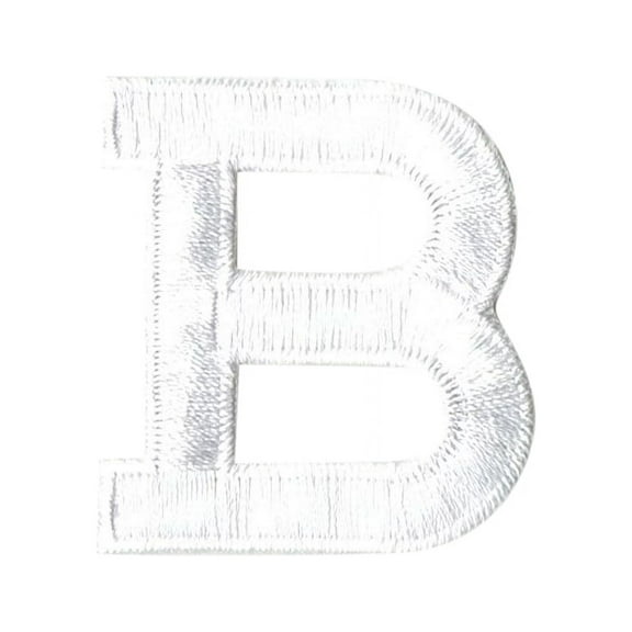 Alphabet Letter - B - Color White - 2" Block Style - Iron On Embroidered Applique Patch