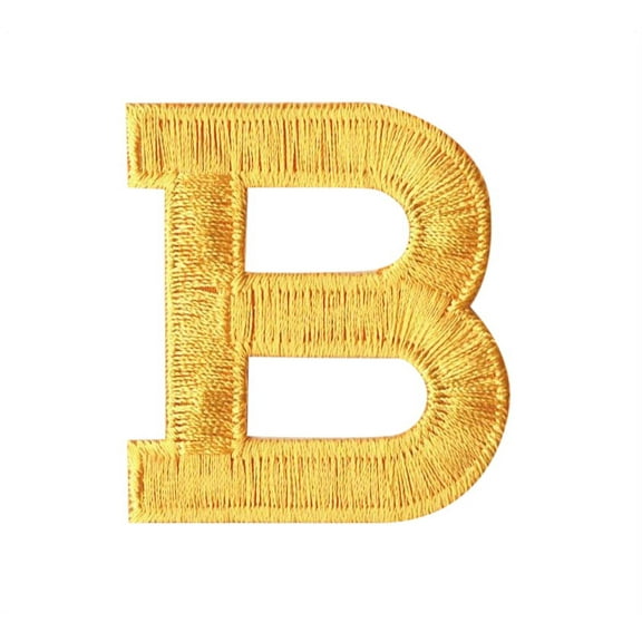 Alphabet Letter - B - Color Yellow - 2" Block Style - Iron On Embroidered Applique Patch