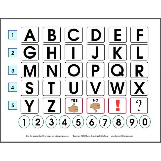 Alphabet Letter Communication Board Plus Marker Helps Non-speaking