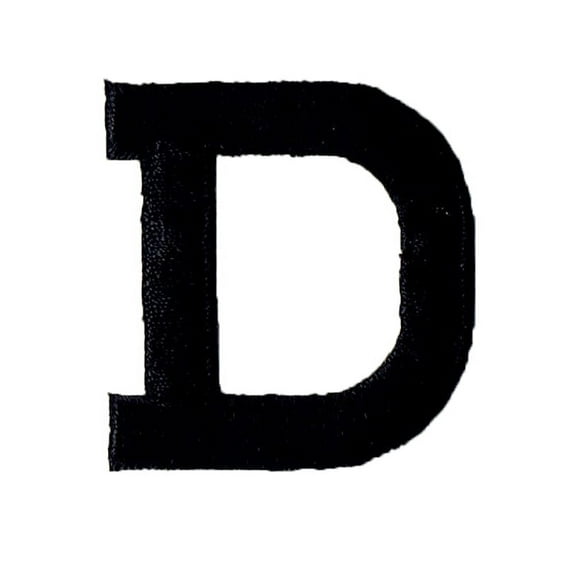 Alphabet Letter - D - Color Black - 2" Block Style - Iron On Embroidered Applique Patch