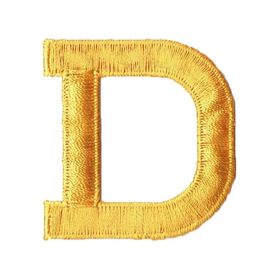 Alphabet Letter - D - Color Yellow - 2" Block Style - Iron On Embroidered Applique Patch